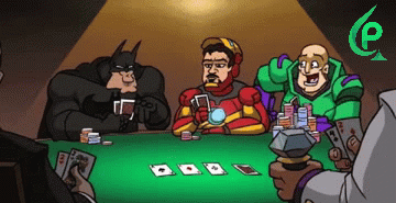 супергерои играют в покер гиф